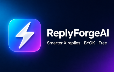 ReplyForgeAI logo and tagline